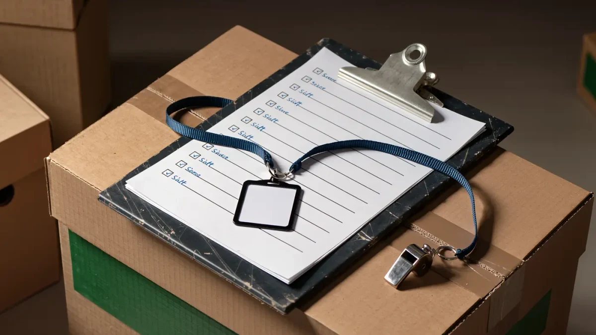 Close-up of a volunteer coordinator's clipboard and roster