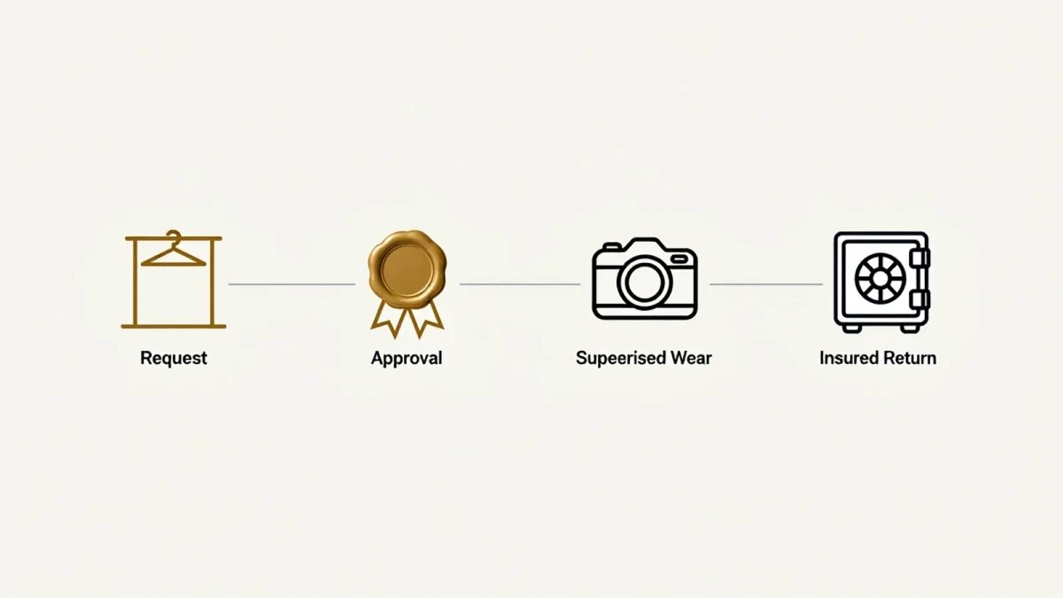 Infographic showing steps of a fashion archive loan process