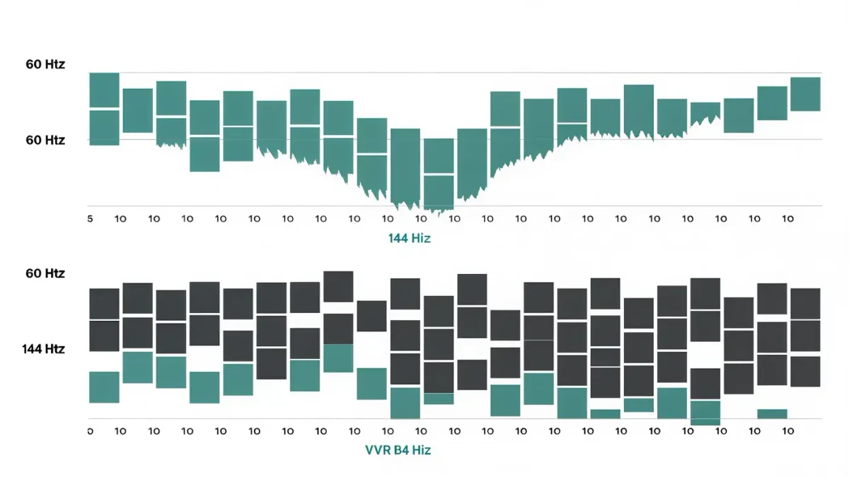 Infographic diagram showing frames per second versus monitor refresh cycles