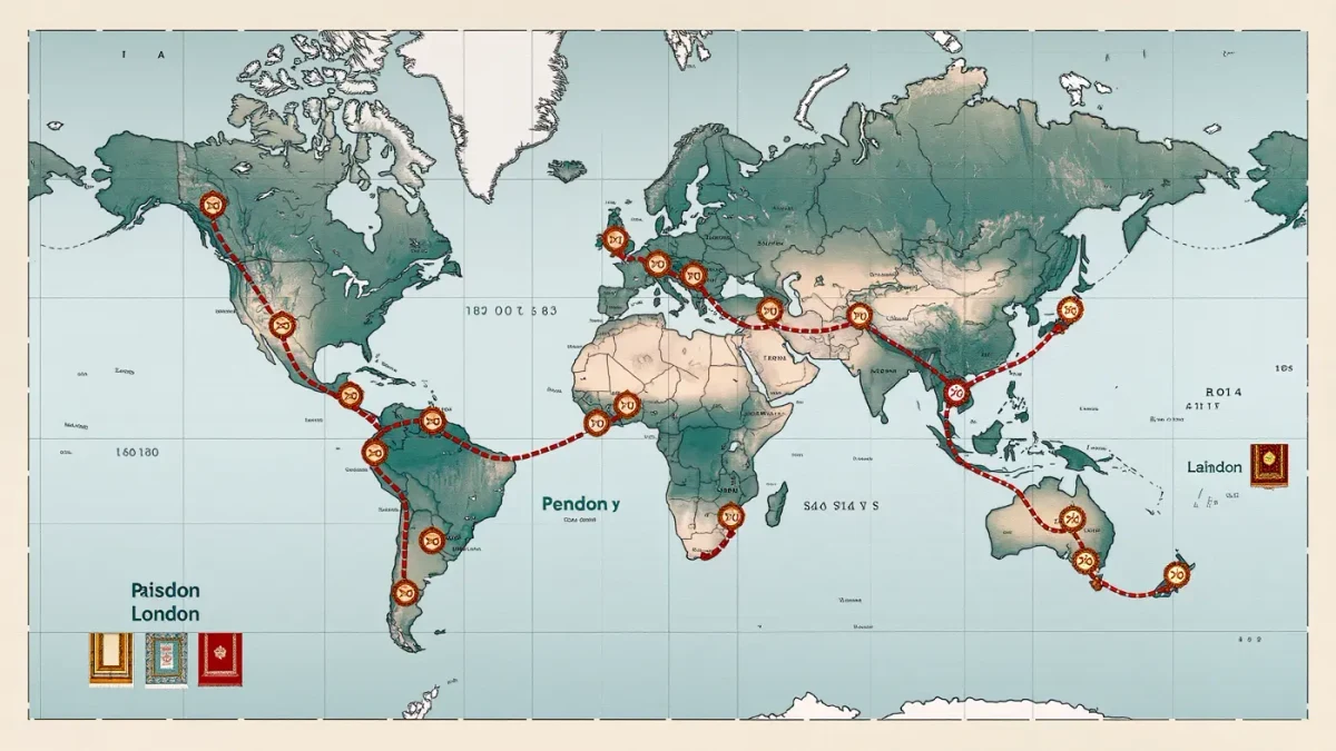 Map infographic of the paisley motif's migration route to Britain
