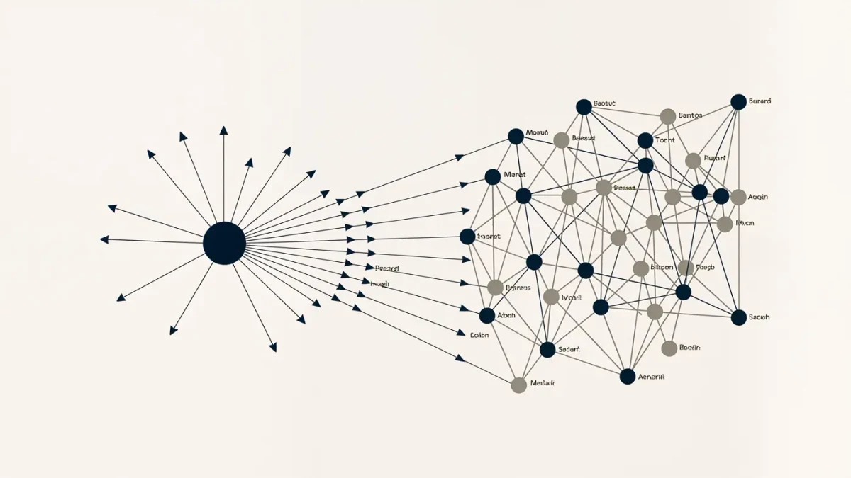 Infographic chart comparing one-way audience reach with multidirectional community interaction