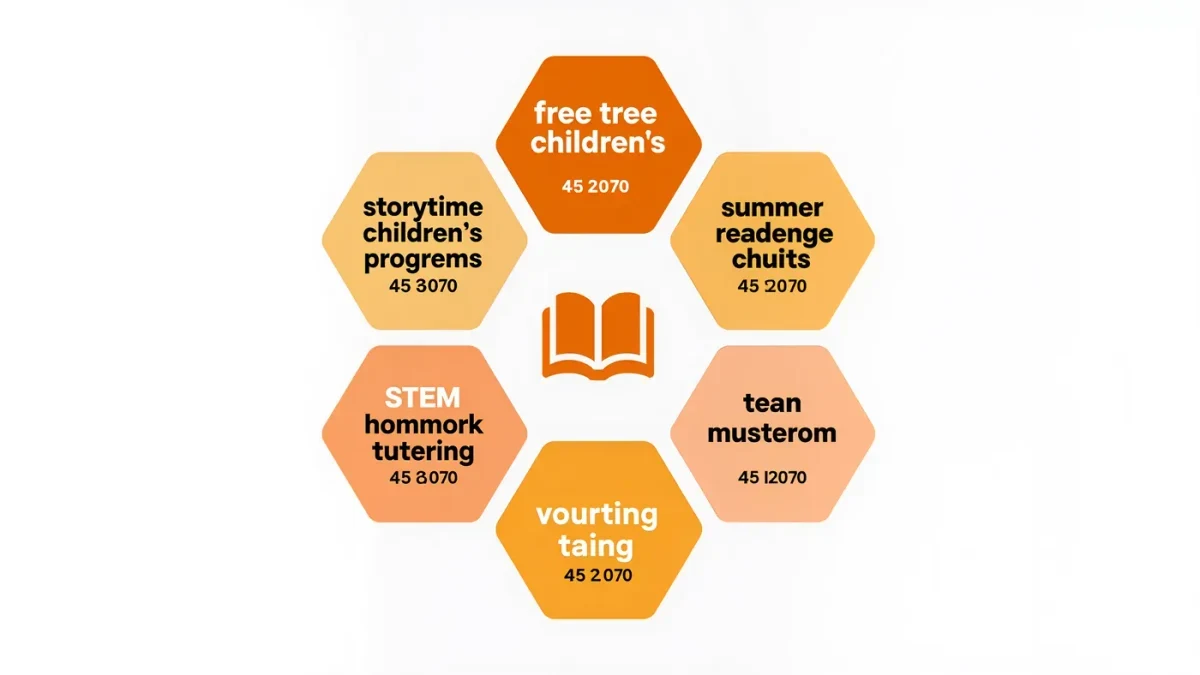 Infographic map of free children's programs at a typical public library