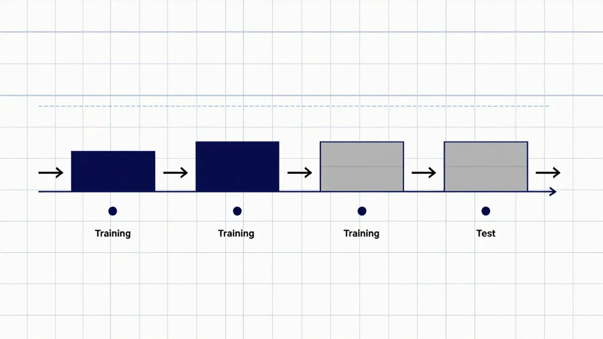 Infographic of rolling train and test windows along a timeline