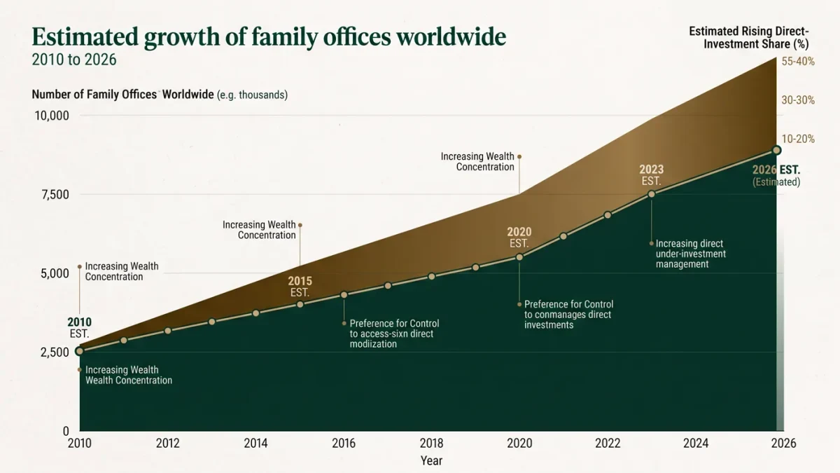 Chart of family office growth and direct investment share