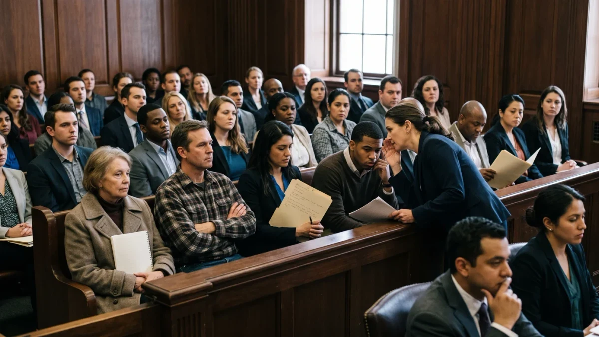 Courtroom gallery filled with prospective class members