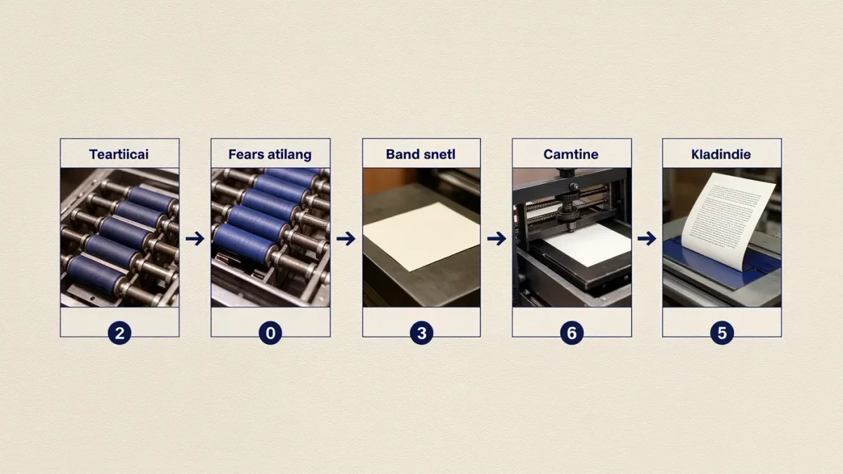 Infographic diagram of the letterpress platen press process in labelled stages