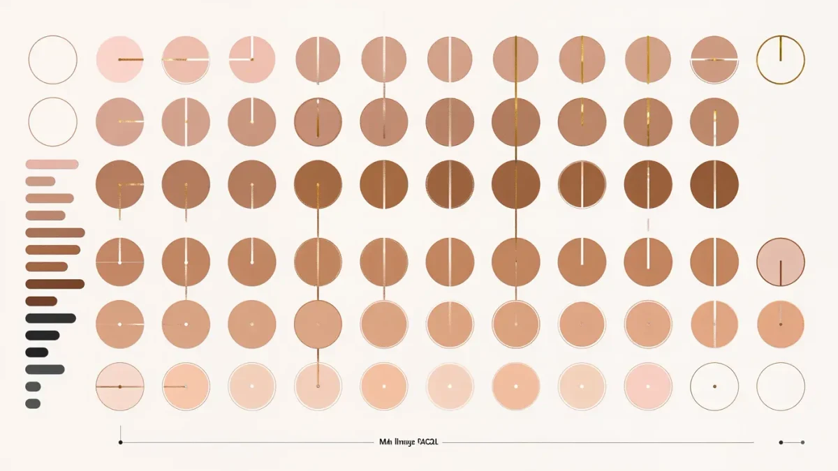 infographic chart comparing foundation shade ranges across two price tiers with pigment dots