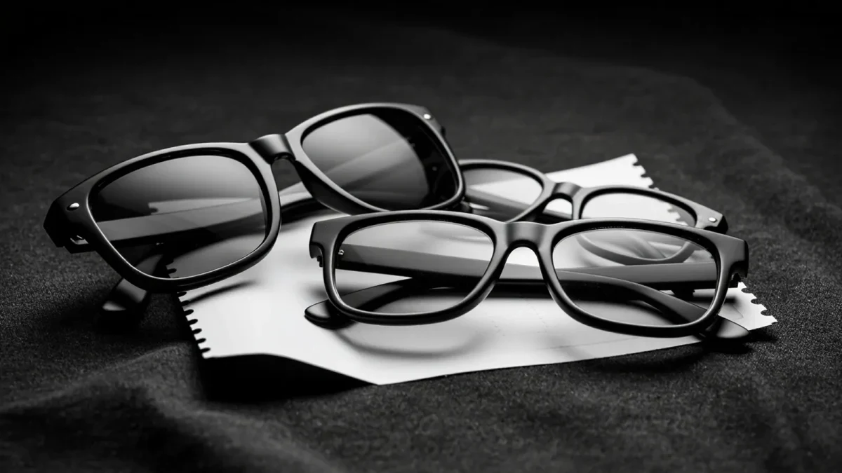 Adult and child 3D glasses on velvet