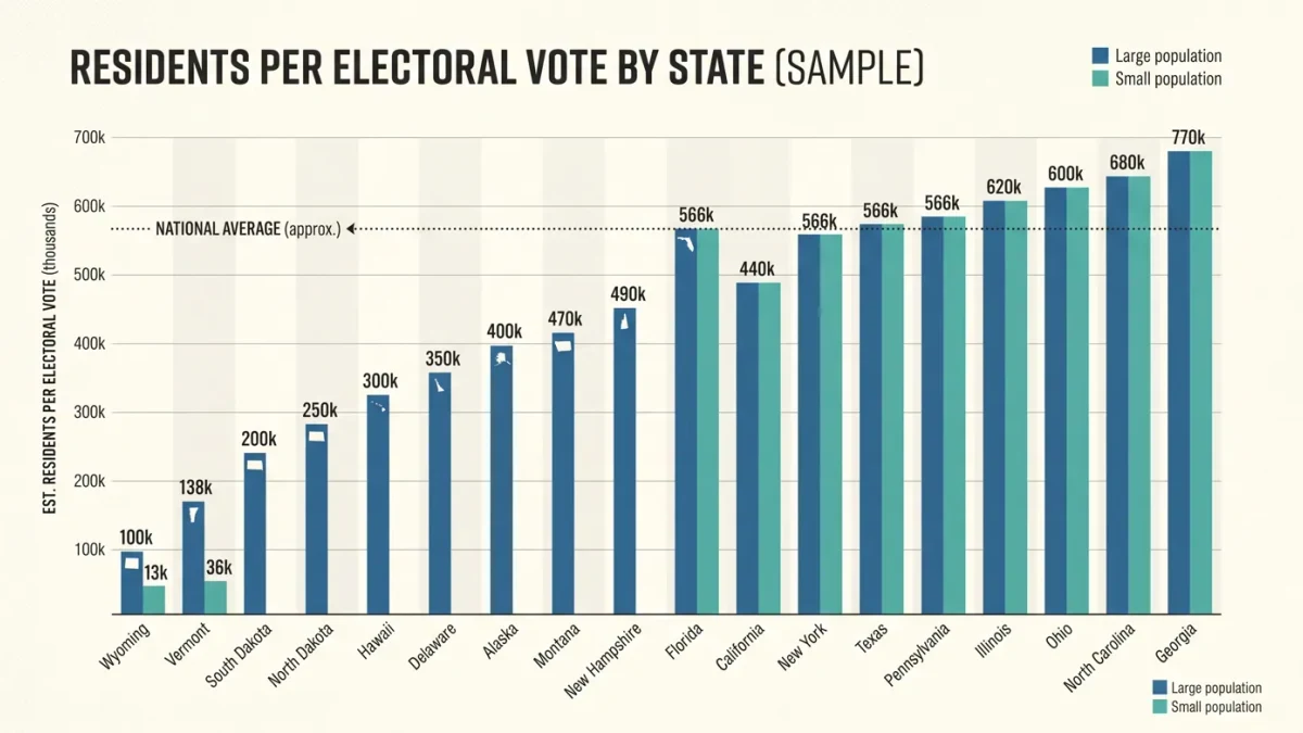 Infographic comparing electoral weight per voter by state