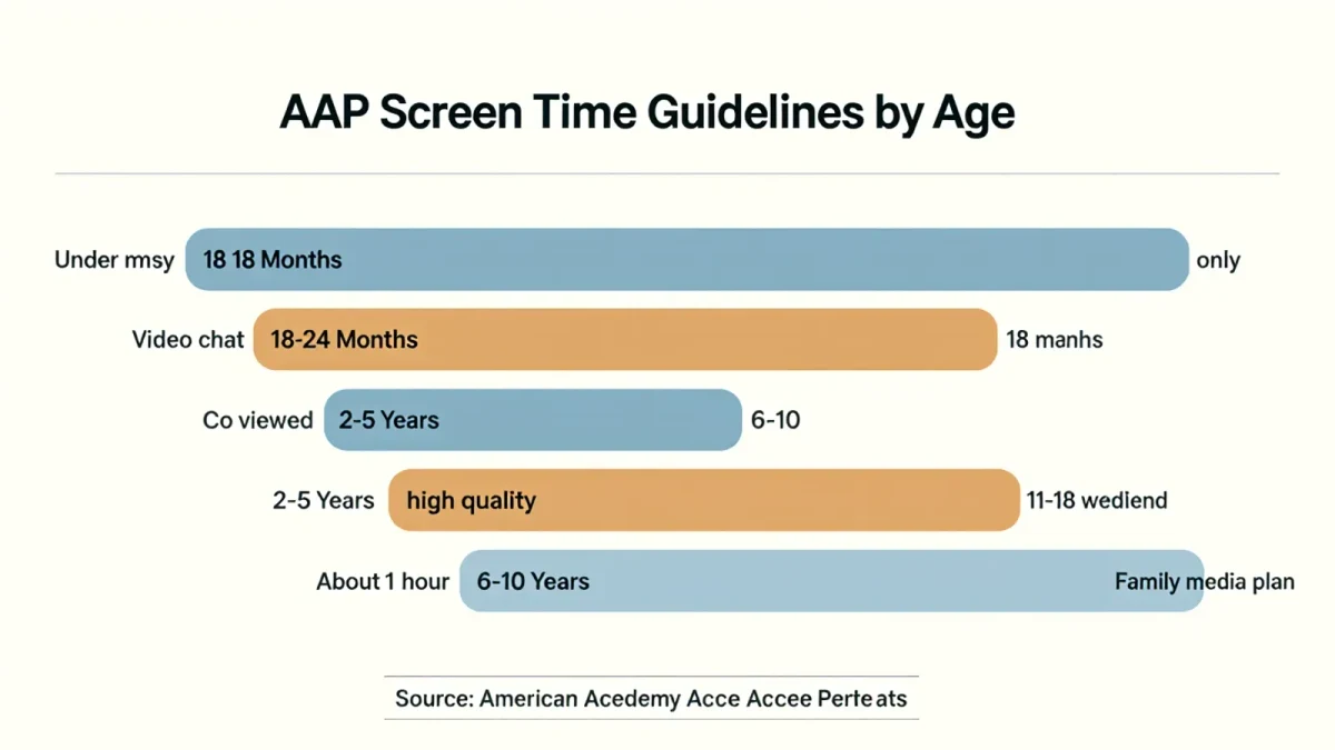 Chart of recommended screen time limits by child age