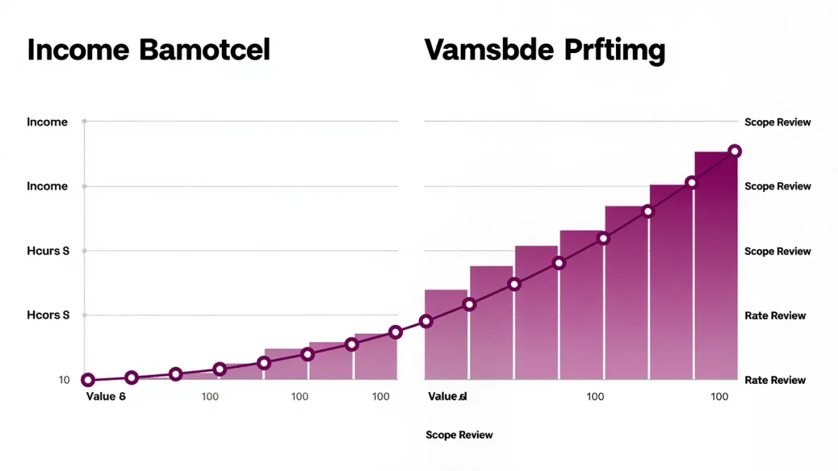 Infographic comparing hourly and value-based pricing paths for services