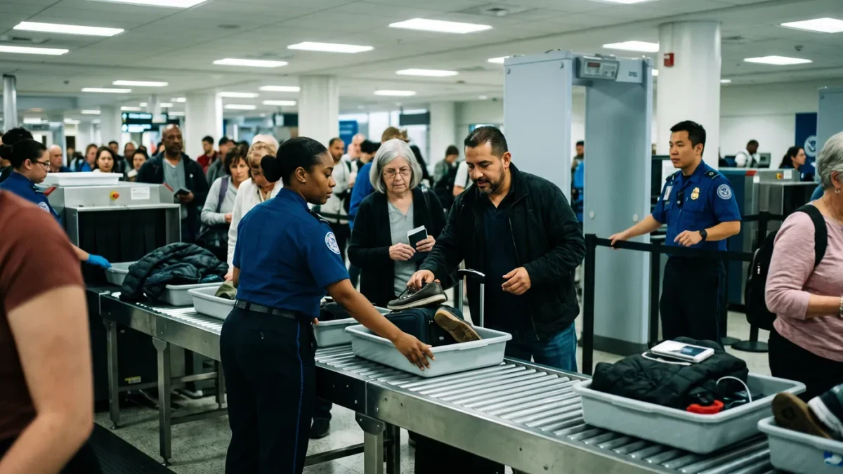 Airport security checkpoint resuming normal operations