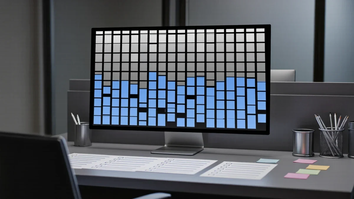 Data buyer inspecting a dense panel matrix on screen