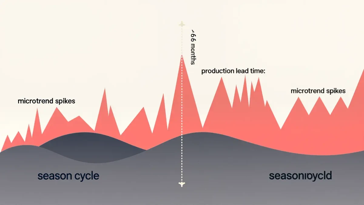 Chart comparing the two-season fashion cycle with rapid weekly microtrend spikes