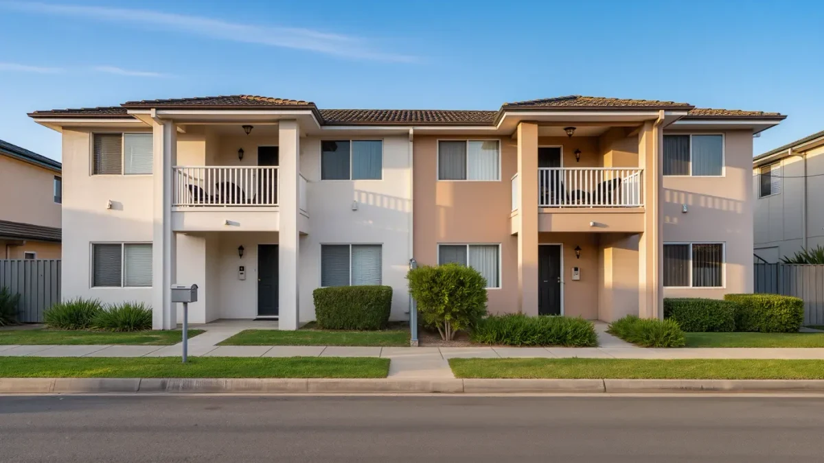 Two-unit duplex with separate entrances and mailboxes