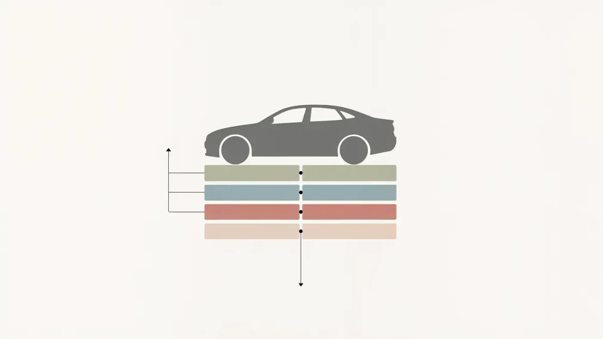 Clean infographic of a car price stacking up with fee layers