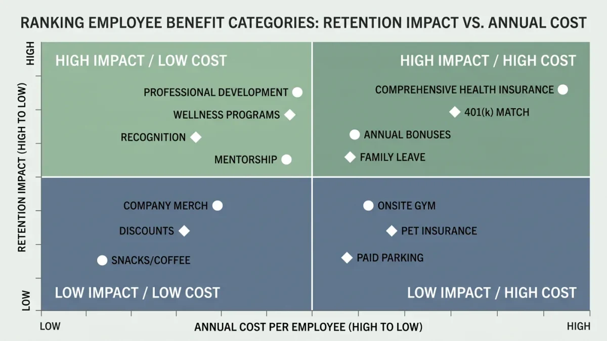 Infographic ranking benefits by retention effect versus cost