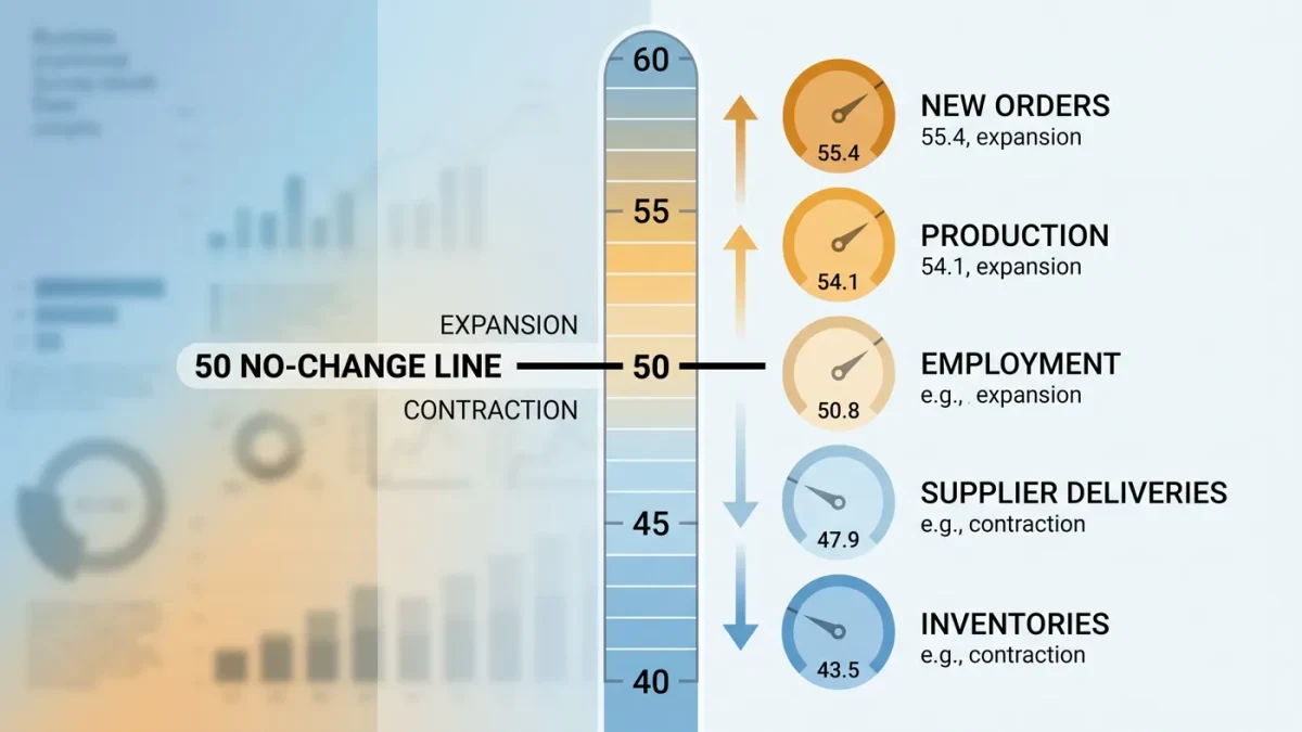 Infographic of PMI diffusion scale with 50 line and five components