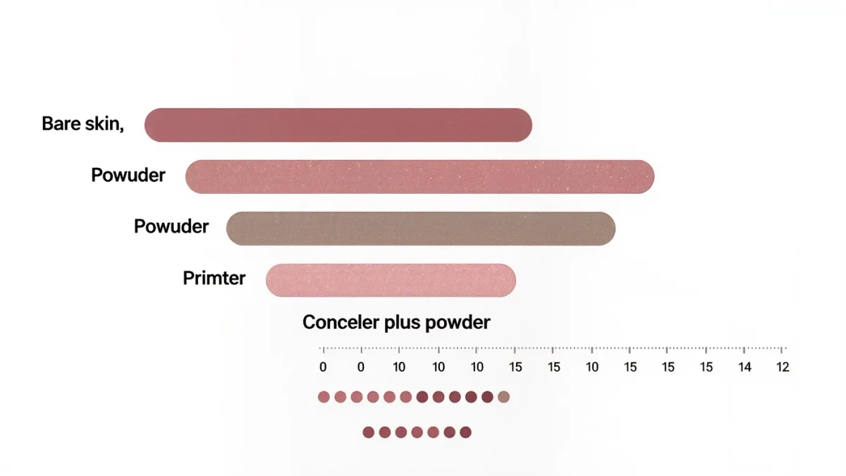 Clean infographic comparing eyeshadow wear time across four base options