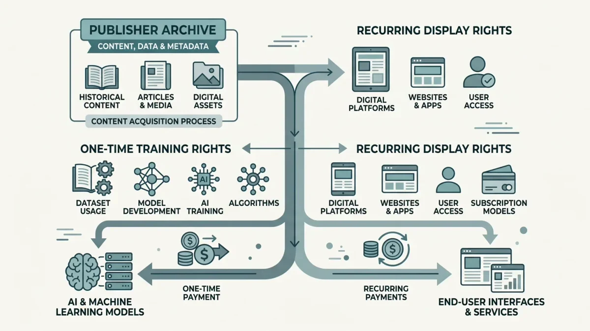 Infographic of two licensing rights paths from an archive