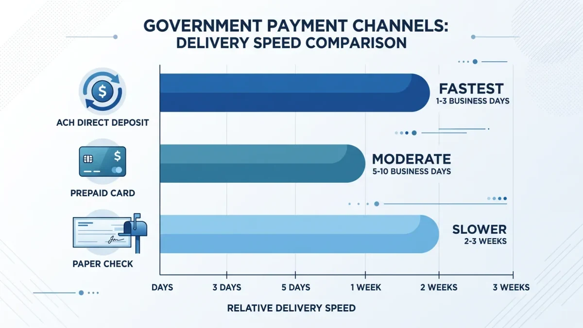 Infographic comparing payment channels and delivery speeds