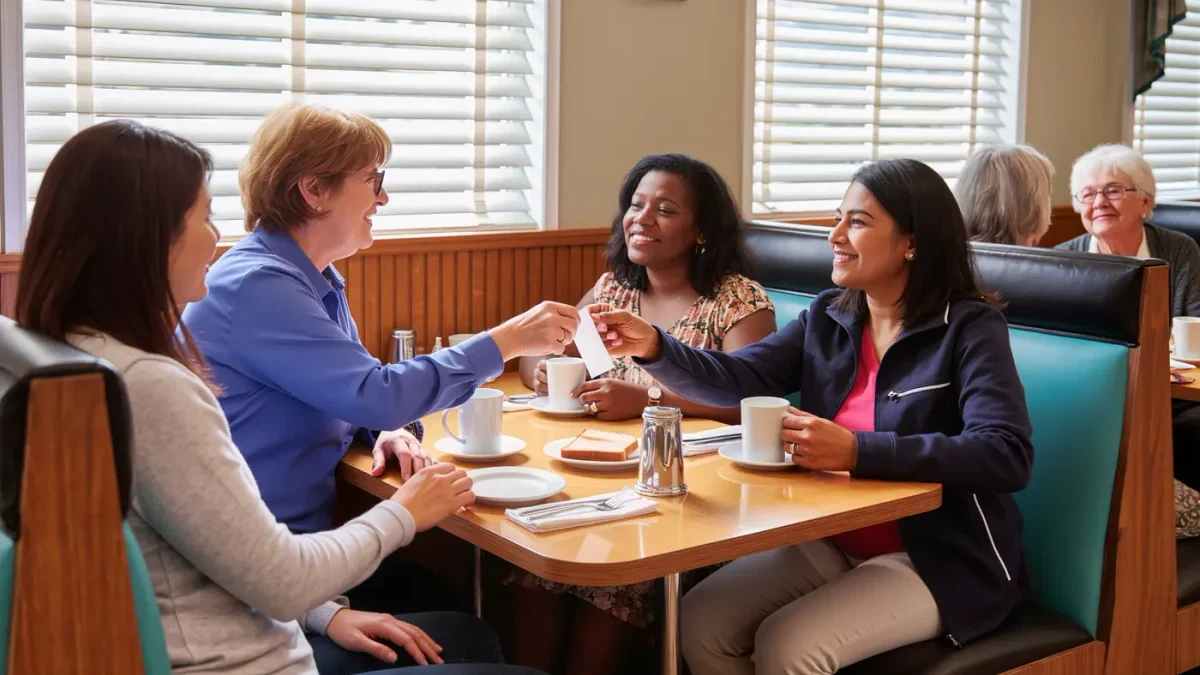 Women business owners exchanging referrals at a chapter breakfast
