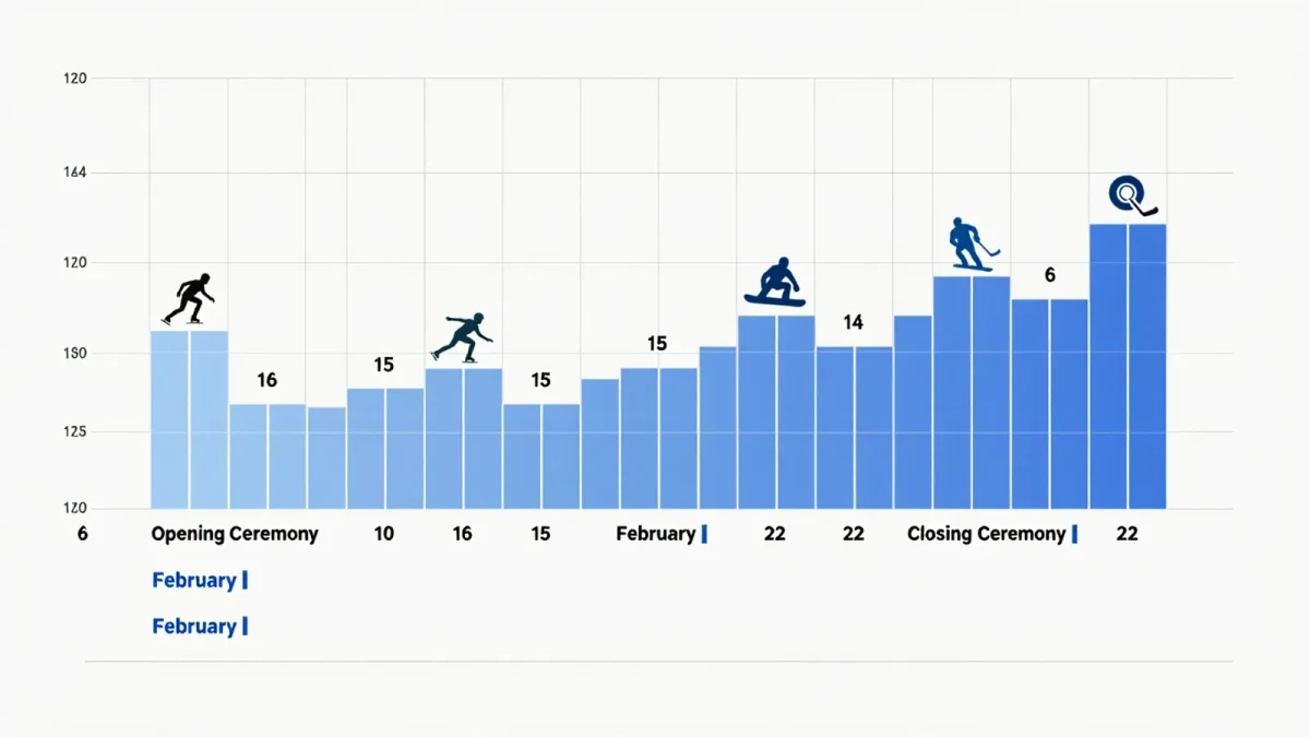 Clean chart of a two-week Winter Olympics broadcast schedule