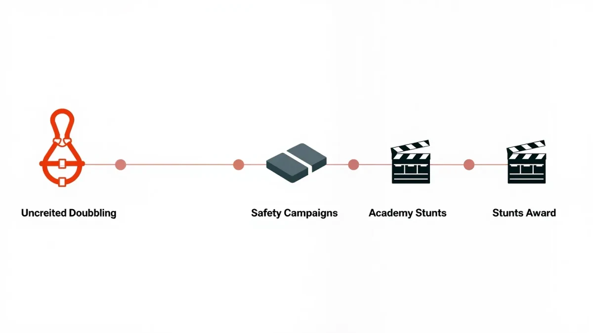 Infographic chart of the stunt credit recognition timeline
