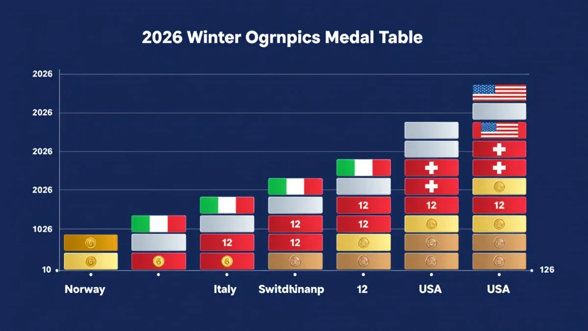 Medal table chart from the Milano Cortina 2026 opening weekend