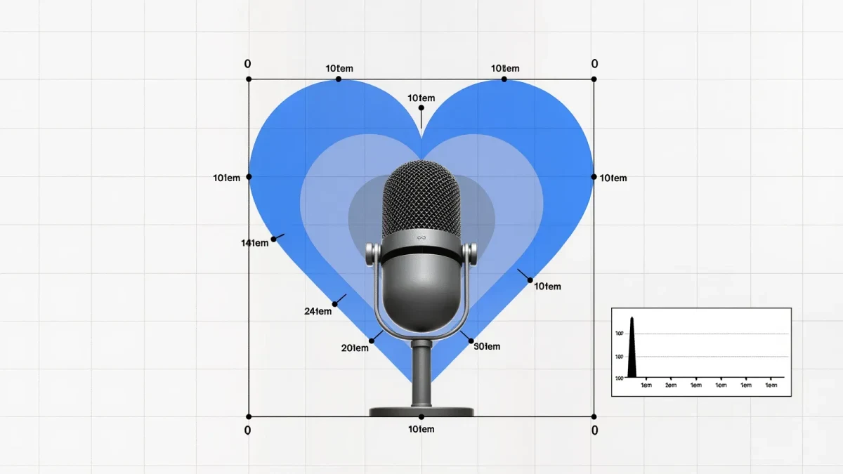 Cardioid pickup pattern diagram around a studio microphone
