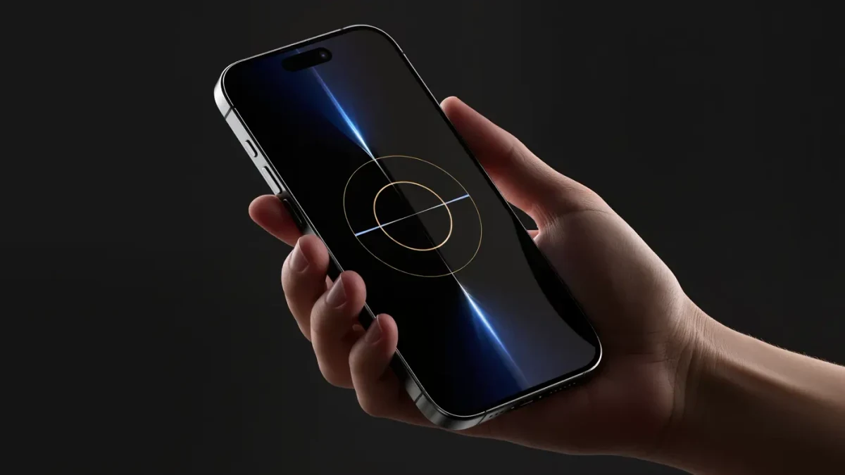 Studio close-up of a smartphone showing a subscription badge selector