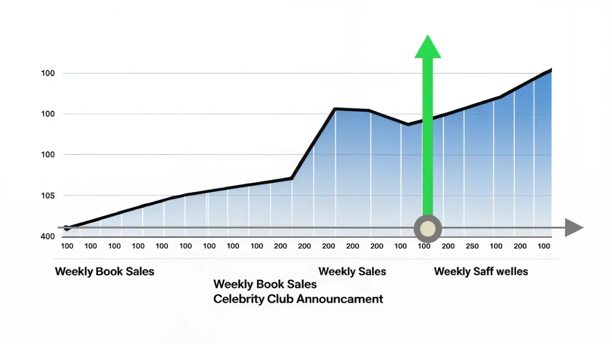 Infographic chart showing sales spike following a celebrity book club announcement