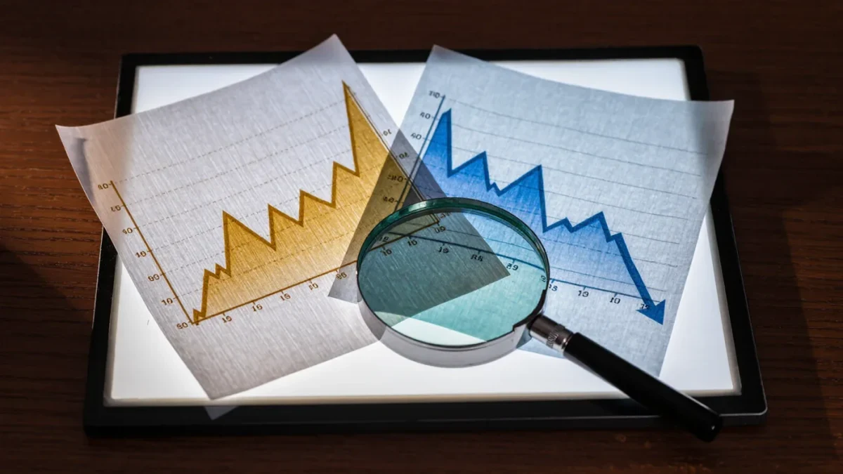 Infographic comparing a rising revenue line with a falling attendance line