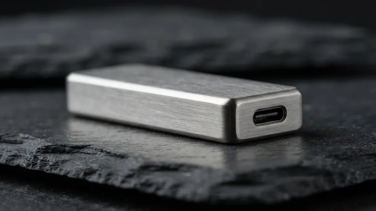 Macro photograph of a generic cold-storage crypto key device