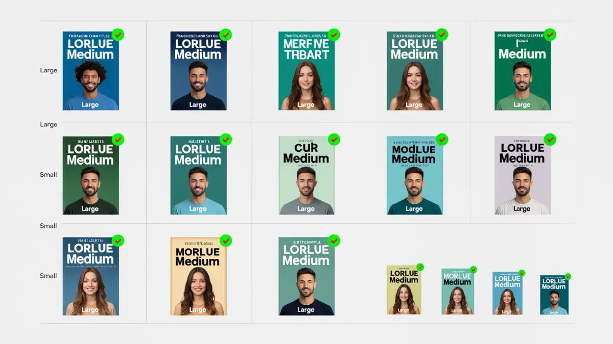 Infographic grid comparing readable and unreadable e-book cover thumbnails