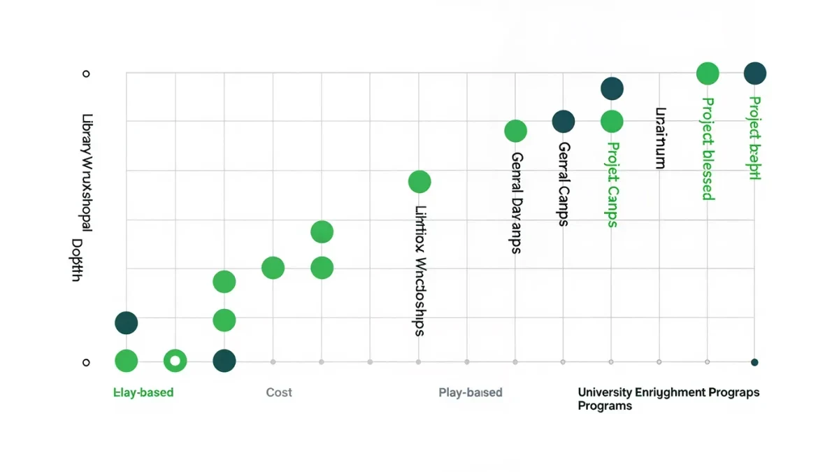 Chart comparing coding camp types by cost and depth