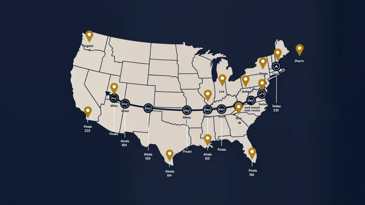Infographic map of Worlds 2026 stages in Los Angeles, Allen and Brooklyn