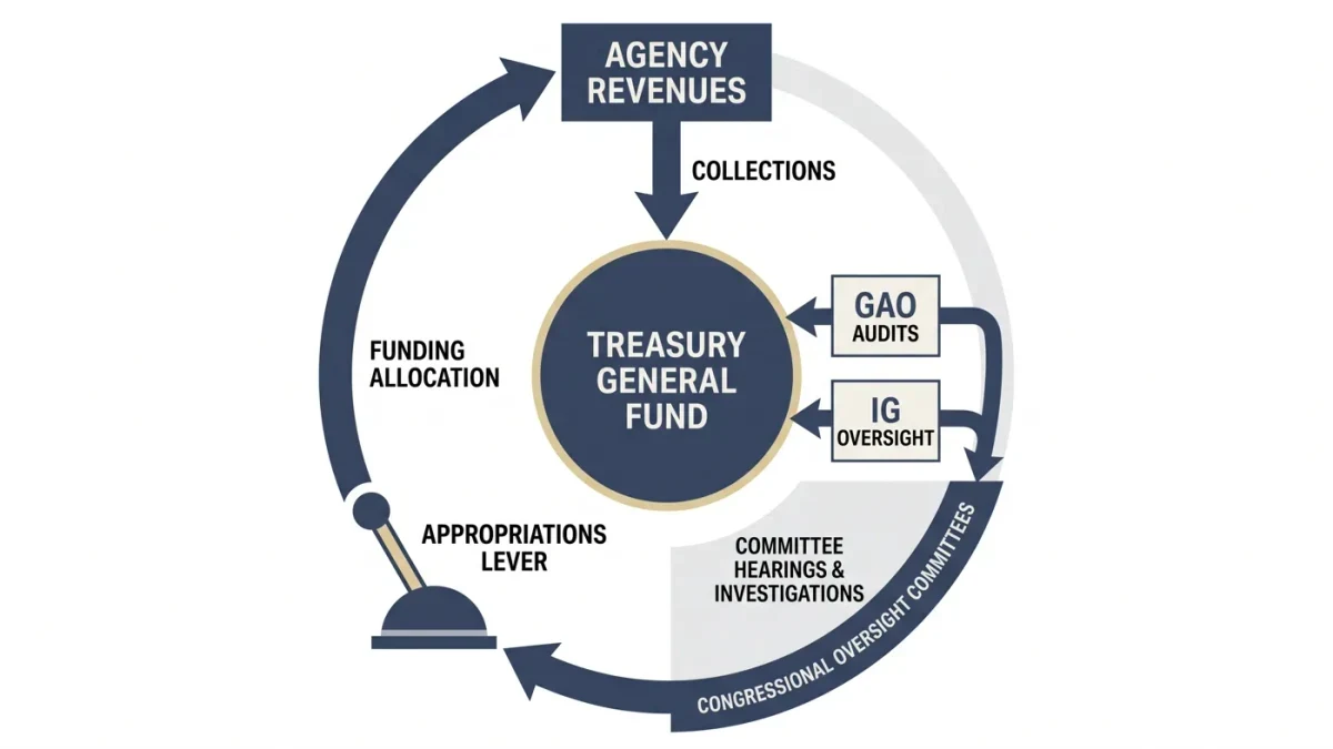 Infographic of oversight loop from collection to audit to hearing to statute