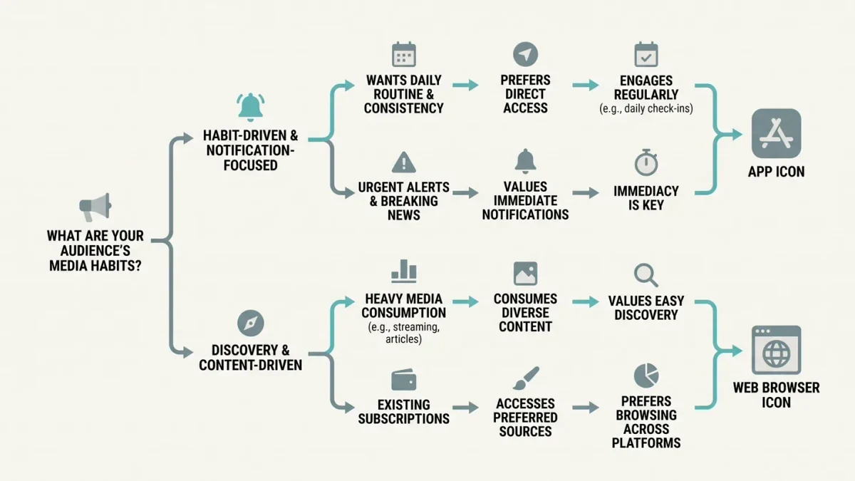 Infographic decision tree for native app versus web