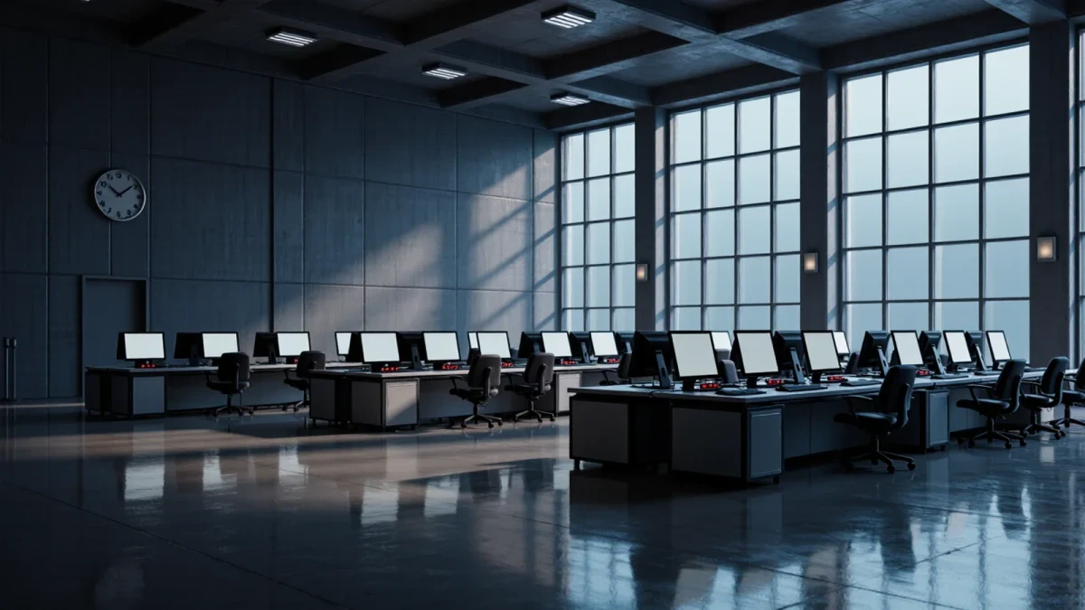 Quiet futures trading floor at dawn before the session opens