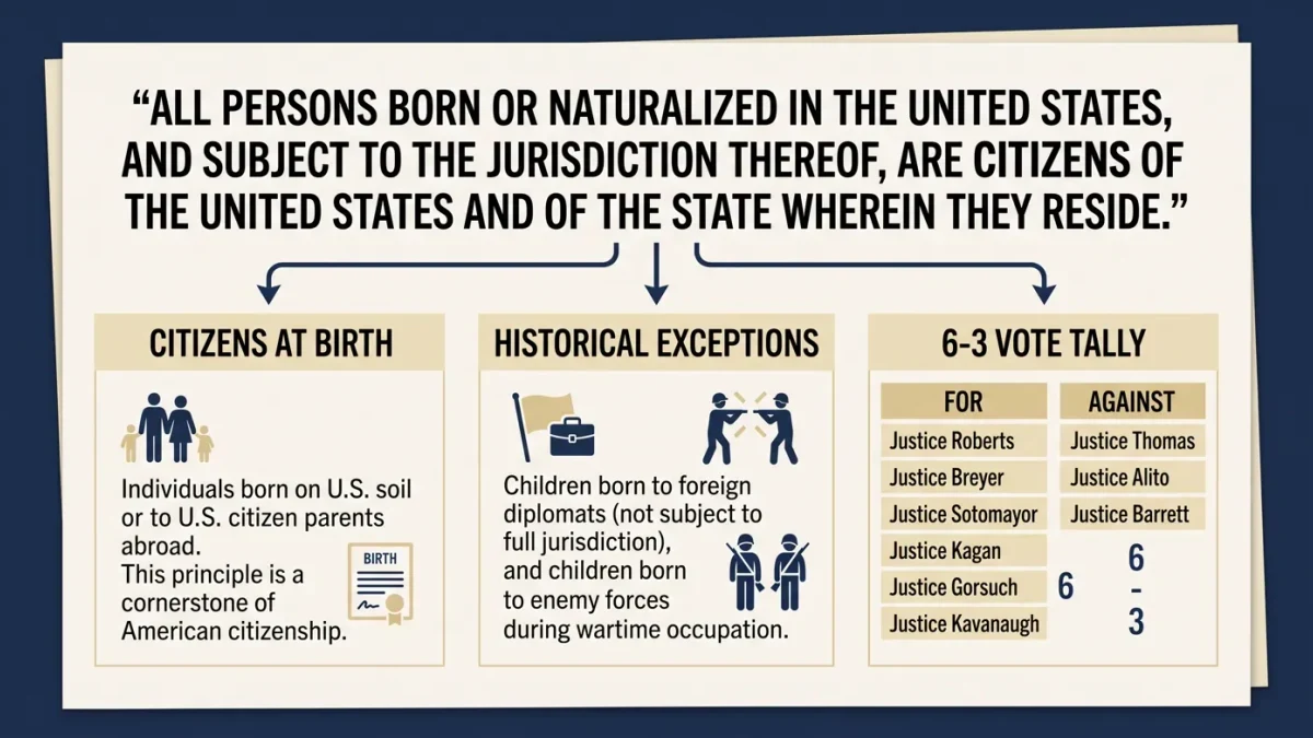 Infographic of the Citizenship Clause text and its exceptions