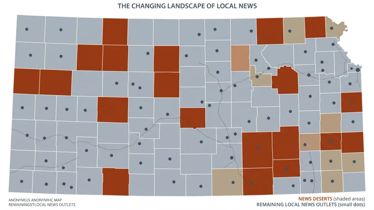 County map shading in regions without local news outlets