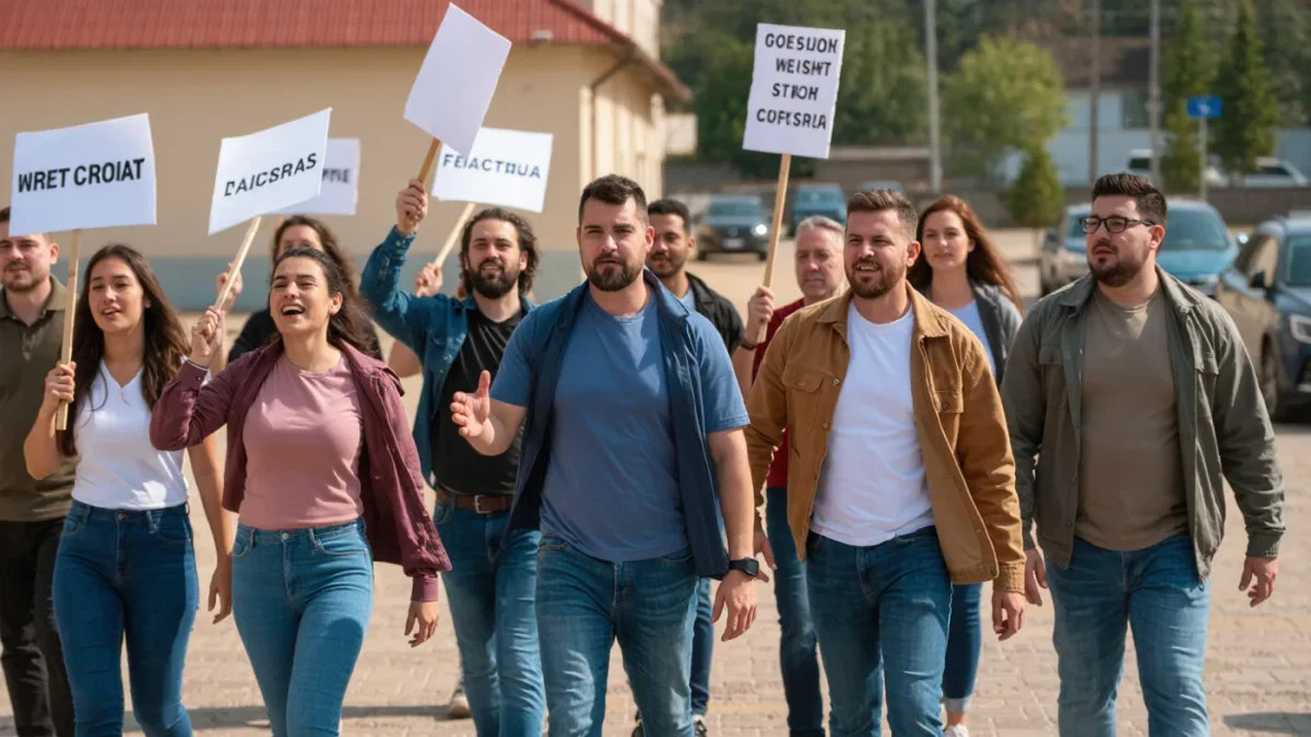 Writers and actors on a picket line together
