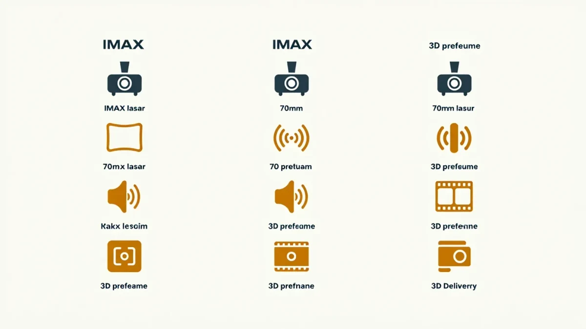 Chart comparing large-format premiere technologies and requirements