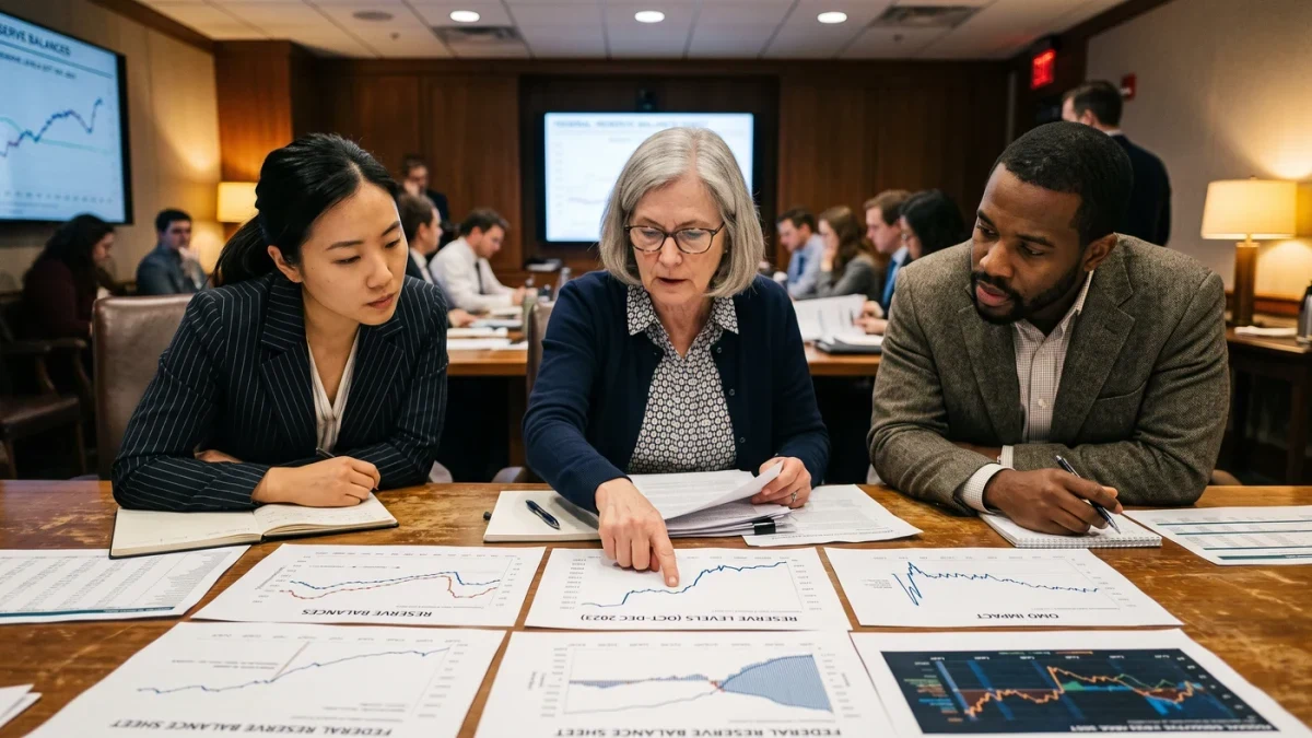 Economists studying reserve levels at a policy meeting