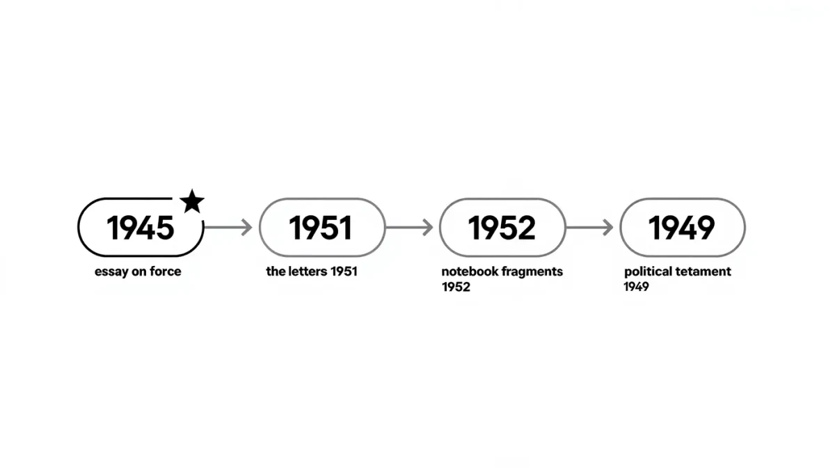 Flow diagram ordering four Simone Weil works by publication year