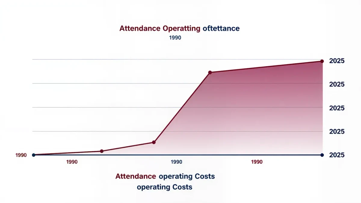 Chart showing falling attendance and rising costs for regional theaters