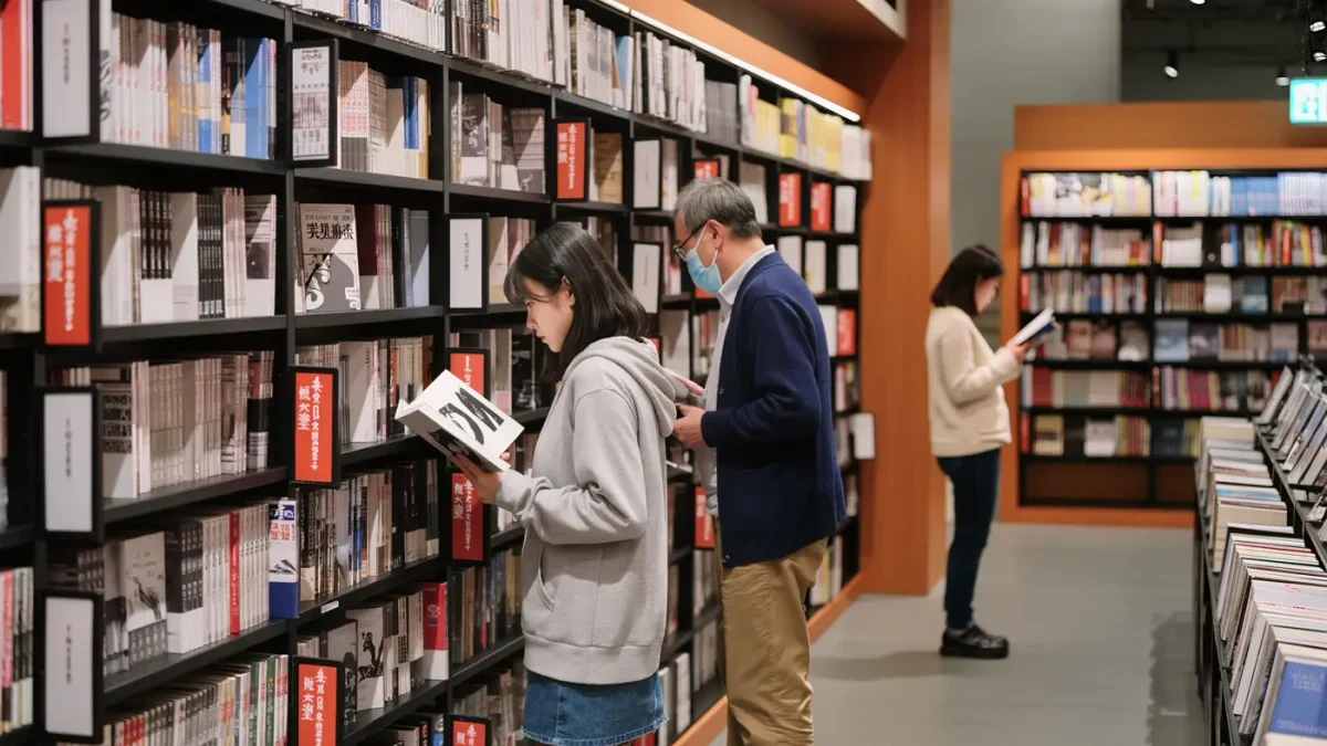 Readers of different ages browsing a bookstore manga section together