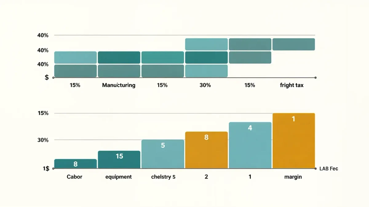 Stacked bar chart splitting a film dollar and a lab fee