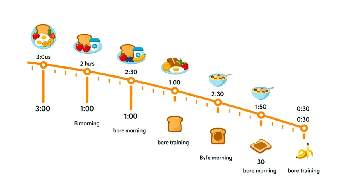 Infographic timeline of carbohydrate timing before morning training sessions